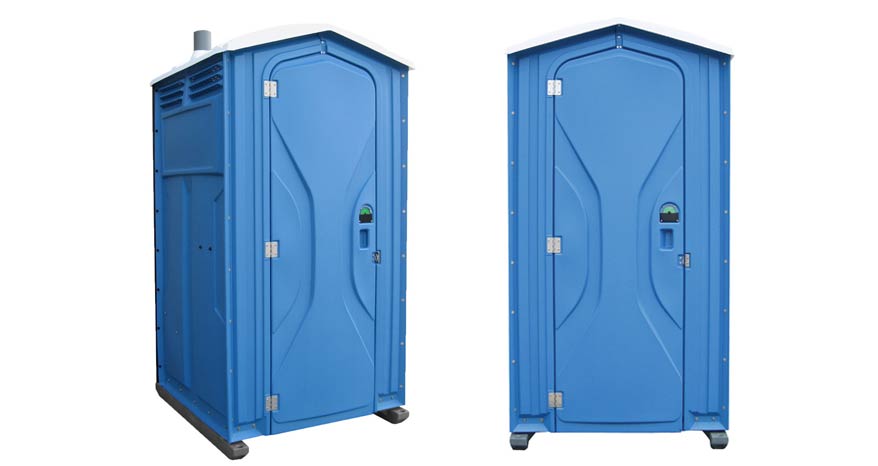 Long-term porta potty units on site in Bridgeport, Connecticut
